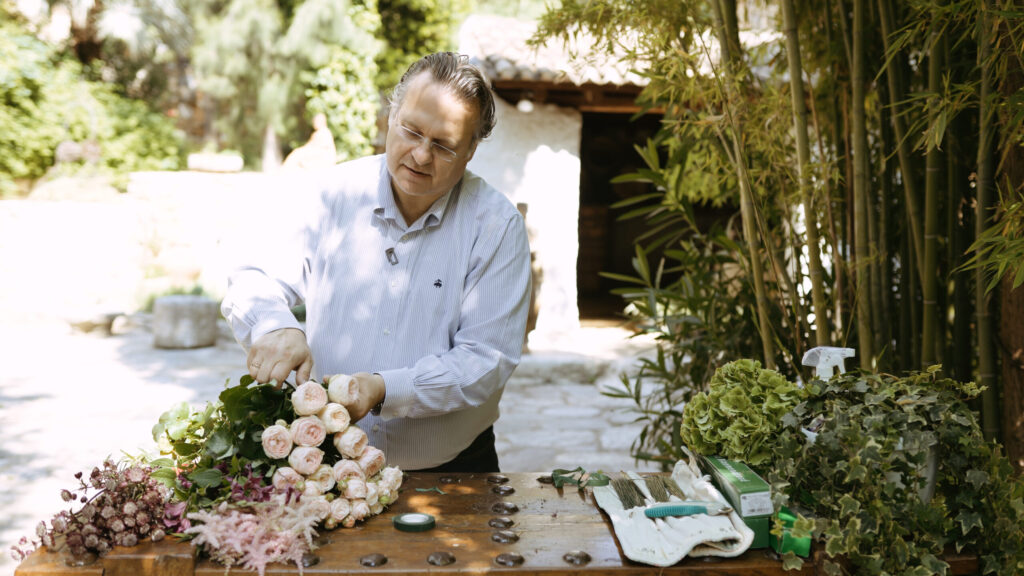 Man making flower